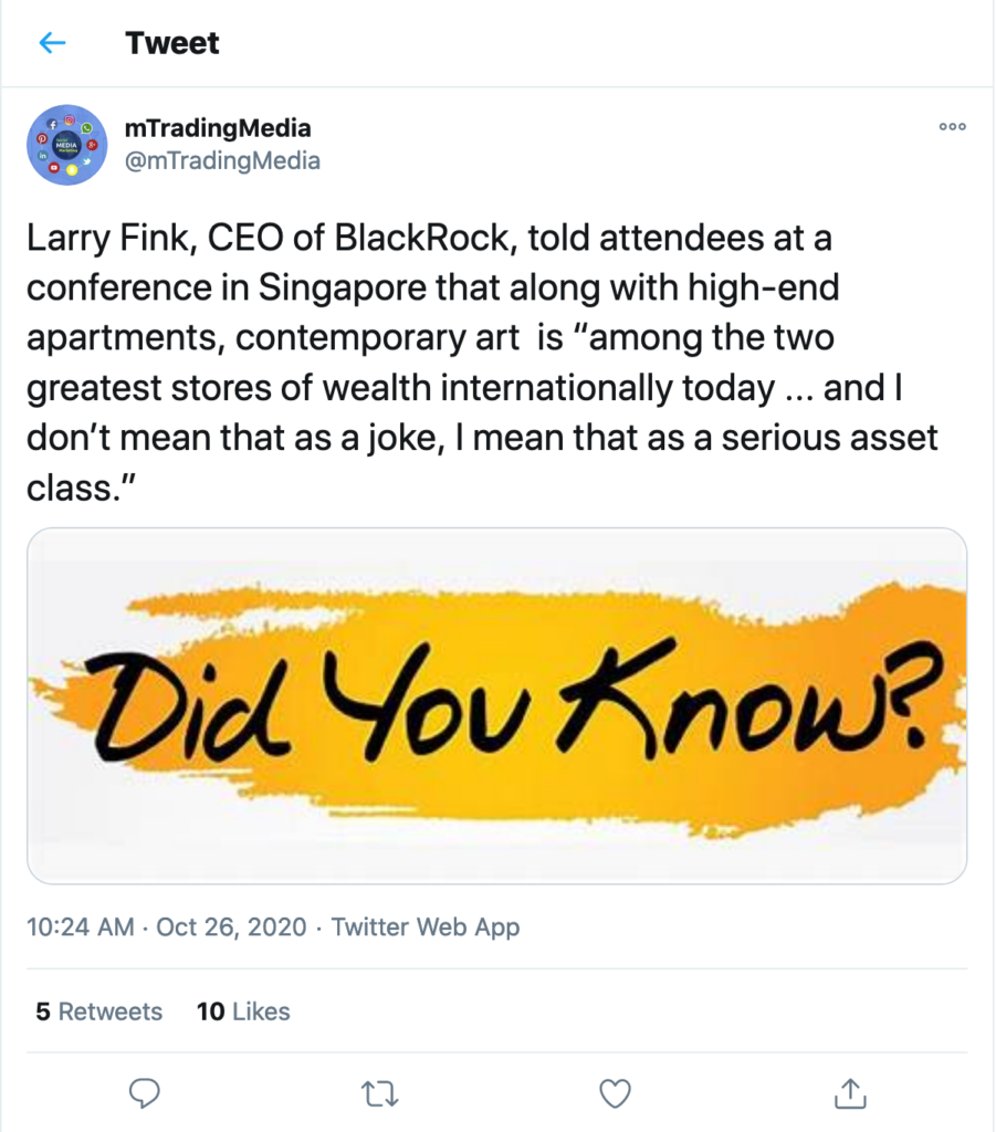 Larry Fink Tweet
26 oct 2020